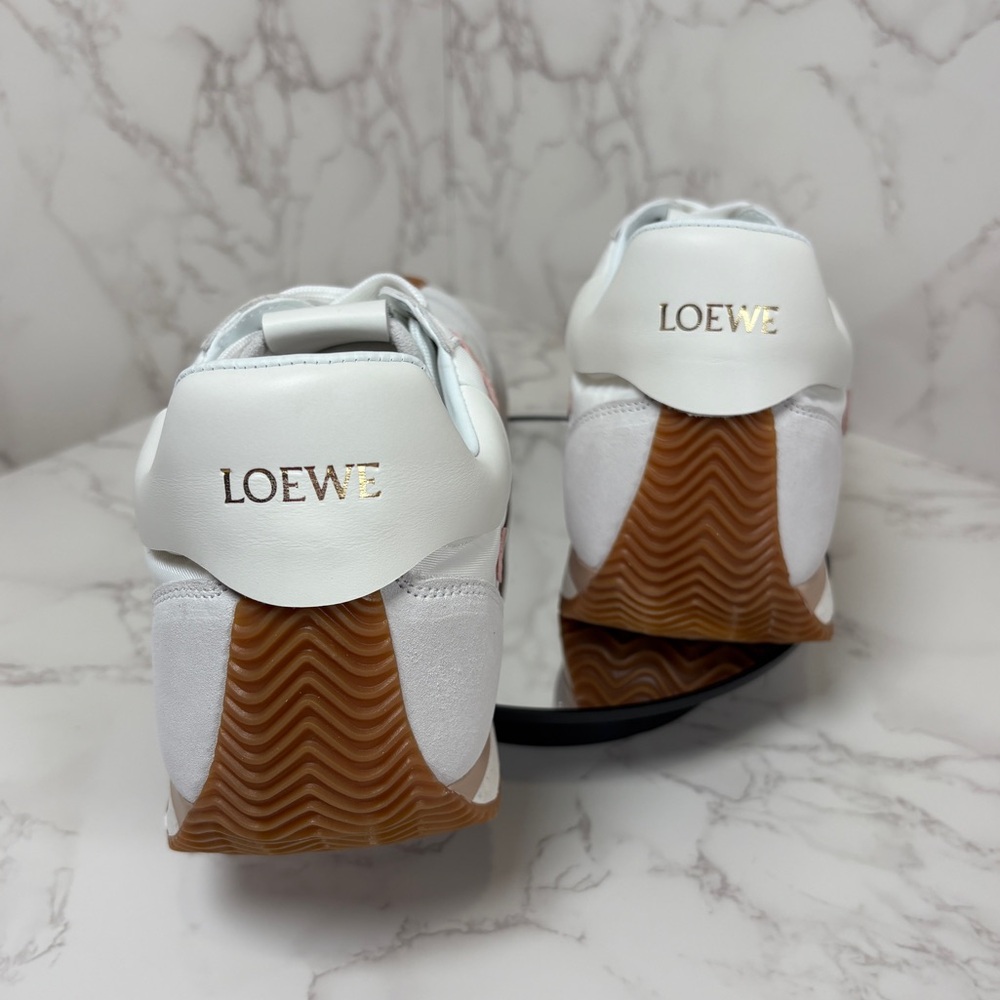 A-1CS-5: GYM SHOES: White and Brown Sneakers w/Pink Ribbon Accent, Unisex, NWOT - Picture 6 of 13